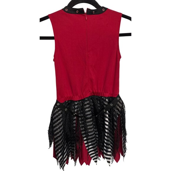 Zombie Cheerleader Costume Red Black Striped Tutu Skull Print Spirit Size M - Picture 5 of 5